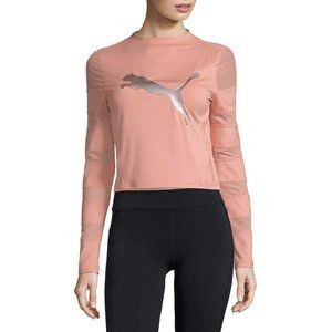 Puma Athletic PINK mesh LONG Sleeve top Quick dry active TRAINING top Medium